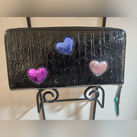 Kurt Geiger London Black Leather Puffy Rainbow Hearts Wallet - Picture 4 of 8